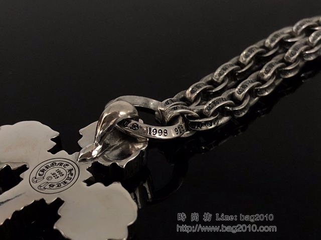 chrome hearts銀飾 克羅心粗環固定十字花項鏈 克羅心純銀項鏈 克羅心首飾品  gjc2016